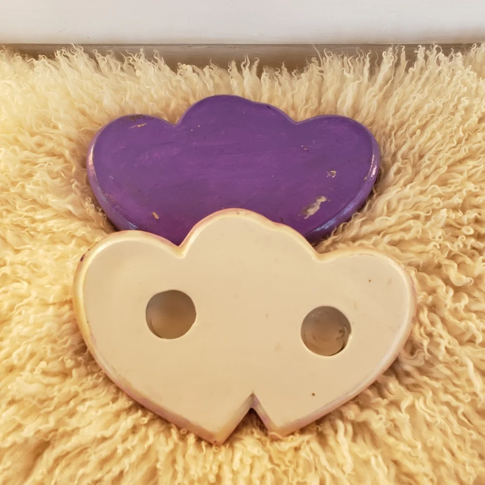 Handmade Ceramic Heart Unicorn Vtg Trinket Jewelry Box Cottage Purple Pink